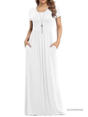 Rayon Spandex Maxi Dress with Pockets Casual Long Dress
